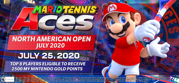 Banner for the Mario Tennis Aces North American Open July 2020 tournament