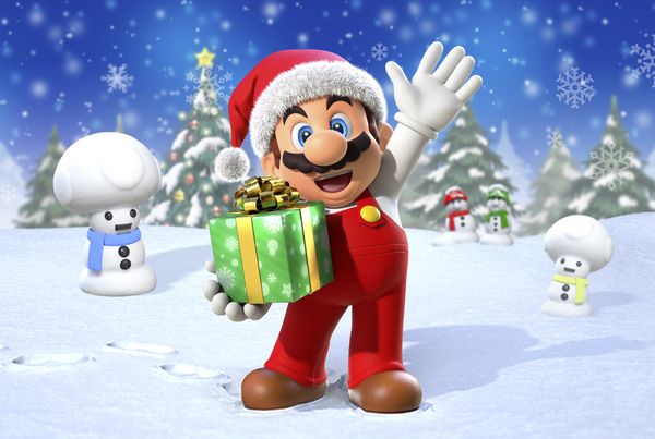 Artwork of Mario and snowmen, used in a puzzle activity
