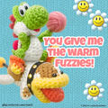 Valentine's Day card featuring Yoshi and Poochy, based on Yoshi's Woolly World