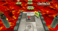 Mario on the Whomp Lava Planet in Bowser's Lava Lair