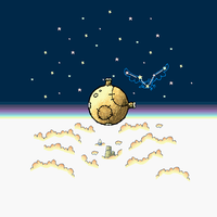 The moon as seen during the fight with Raphael the Raven in Super Mario World 2: Yoshi's Island.