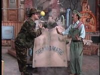 Sgt. Slaughter argues with Luigi over the condition of the Steam-O-Matic.