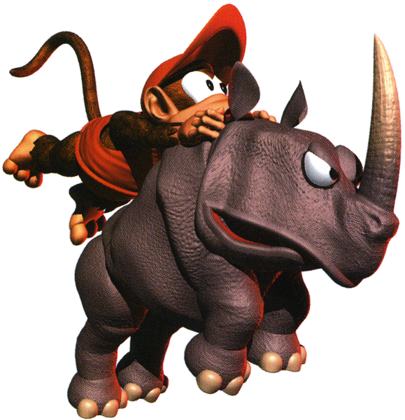 File:Diddy on Rambi DKC.png