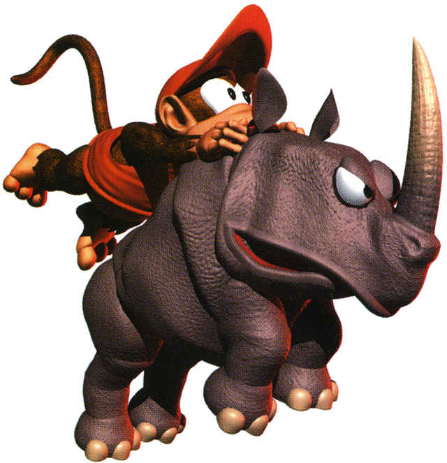 File:Diddy on Rambi DKC.png - Super Mario Wiki, the Mario encyclopedia
