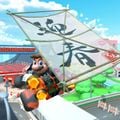 Mario (Hakama) gliding in the Kabuki Dasher with the New Year's Kite