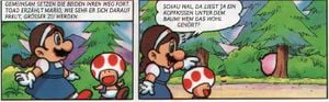 Mario and Toad stumbling across Kirby in Wonderland