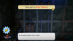 Mario getting the Star Piece in a barrel in the barrel room of the Pirate's Grotto in the remake of the Paper Mario: The Thousand-Year Door for the Nintendo Switch.