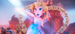 Peach using the Ice Flower's powers to freeze the Koopas