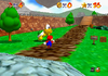Mario running past Koopa the Quick in Bob-omb Battlefield.