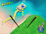 A Blue Coin in Gelato Beach in the game Super Mario Sunshine.