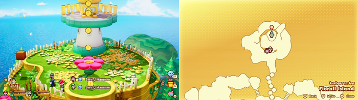 Mario and Luigi near 6 Coins on Florall Island of Mario & Luigi: Brothership.
