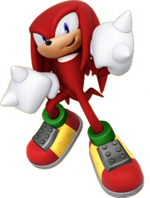 Artwork of Knuckles the Echidna for Mario & Sonic at the Rio 2016 Olympic Games Arcade Edition.