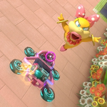 Wendy O. Koopa performing a trick. Mario Kart 8.