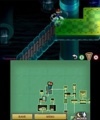 Screenshot of the Stair Clip glitch from Mario & Luigi: Superstar Saga + Bowser's Minions