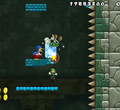The ice block enters a glitched state when the enemy is frozen at the exact same frame as the block underneath it gets activated.