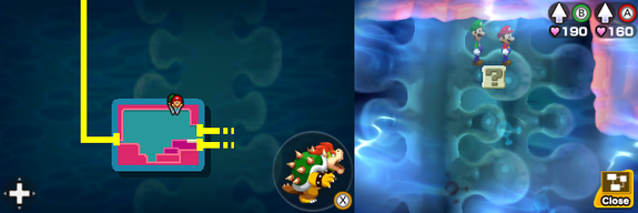 Block 28 in Pump Works of Mario & Luigi: Bowser's Inside Story + Bowser Jr.'s Journey.