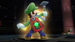 Luigi with the Poltergust 5000 in Super Smash Bros. for Wii U.