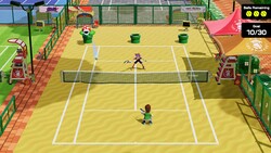 A match of the Piranha Plant Challenge in advanced difficulty, from Mario Tennis Fever