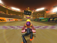 Wario and Waluigi prepare to do a Time Trial at Waluigi Stadium.