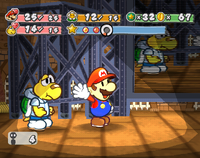 Mario using Appeal during a battle in the Glitz Pit