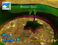 The seventeenth hole of Blooper Bay from Mario Golf: Toadstool Tour.