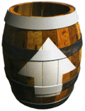 Artwork of an Arrow Barrel from Donkey Kong Country 2: Diddy's Kong Quest