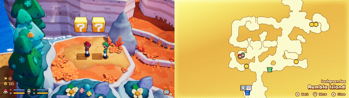 First two ? blocks in Rumbla Island from Mario & Luigi: Brothership