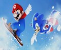 Mario and Sonic competing in the event in the game's opening.