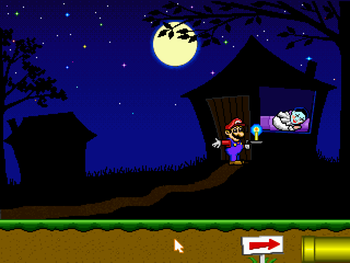 Au clair de la lune: French version only. Displays Mario talking to a sleeping Pierrot at nighttime.