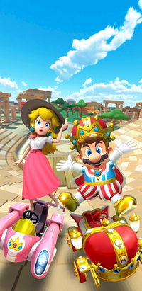 Mario Kart Tour - The Team Wario Pipe is here in Mario Kart Tour! Members  from Team Wario are featured, including Mario (Hakama), Rosalina  (Swimwear), and King Bob-omb (Gold)!