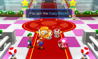 Screenshot of Mario receiving the Copy Block in Mario & Luigi: Paper Jam