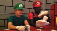 Dev Hynes as Mario and Macaulay Culkin as Luigi in The Wrong Ferarri.