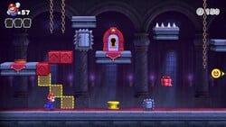 Screenshot of Spooky House Plus level 5-1+ from the Nintendo Switch version of Mario vs. Donkey Kong