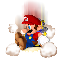 Artwork of Mario doing a Ground Pound in Super Mario Sunshine