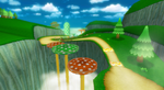 View of Mushroom Gorge in Mario Kart Wii