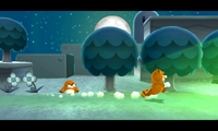 A Monty Mole in one of the world transition cutscenes in Super Mario 3D Land