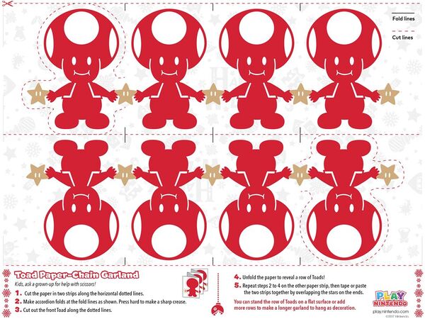 Printable sheet for a Toad paper chain garland