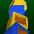 Squared screenshot of blue and yellow blocks from Super Mario Sunshine.