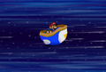 Mario and Goombario riding on the Star Ship