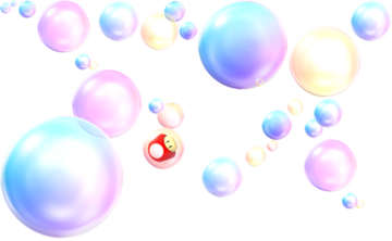 Artwork of several bubbles (one contains a Super Mushroom), from Mario Party: Island Tour.