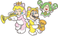 Cat Mario, Cat Peach, and the green Sprixie Princess