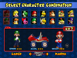 The starting roster for Mario Kart Double Dash!!.