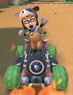 The Moo Moo Mii Racing Suit performing a trick.