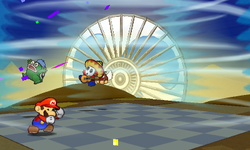 Using the Fan in Paper Mario: Sticker Star.