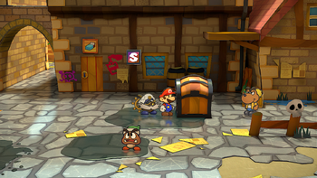 Last treasure chest in the Rogueport in the remake of Paper Mario: The Thousand-Year Door for the Nintendo Switch.