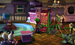 The Rumpus Room segment from Luigi's Mansion: Dark Moon.