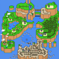 The overworld where three Koopaling-like unused sprites would have appeared.