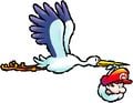 Stork carrying Baby Mario