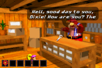 Barter in his Swap Shop with the No. 6 Wrench in the Game Boy Advance remake of Donkey Kong Country 3.