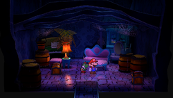 First two treasure chests in the Creepy Steeple in the remake of Paper Mario: The Thousand-Year Door for the Nintendo Switch.